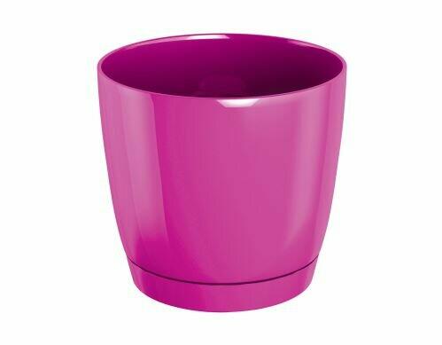 Bloempot COUBI ROUND P met een schaal van fuchsia 24cm