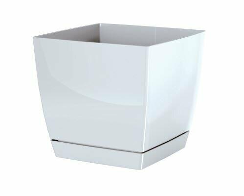 Bloempot COUBI SQUARE P met kom wit 13,5 cm
