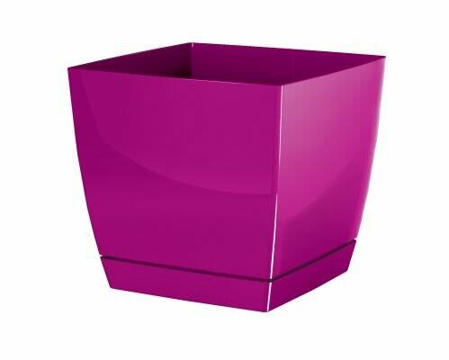 Bloempot COUBI SQUARE P vierkant met een schaal van fuchsia 10cm