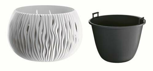 Bloempot met inzet SANDY BOWL wit 29cm