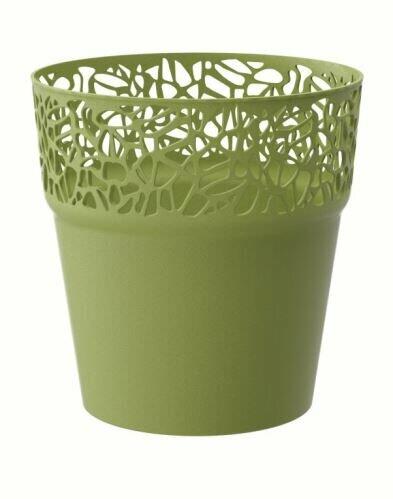 Bloempot met kant NATURO olijf 17,5 cm