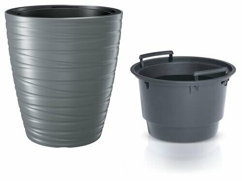 Bloempot met MAZE storting grijze steen 29,6 cm