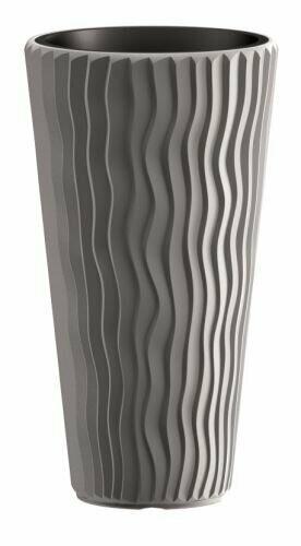 Bloempot SANDY SLIM + borg grijs steen 39 cm