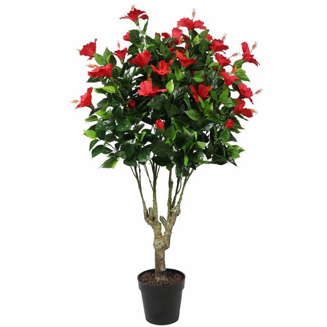 Kunst hibiscus rood 135 cm