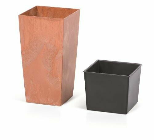 URBI SQUARE EFFECT bloempot + terracotta inzet 14 cm